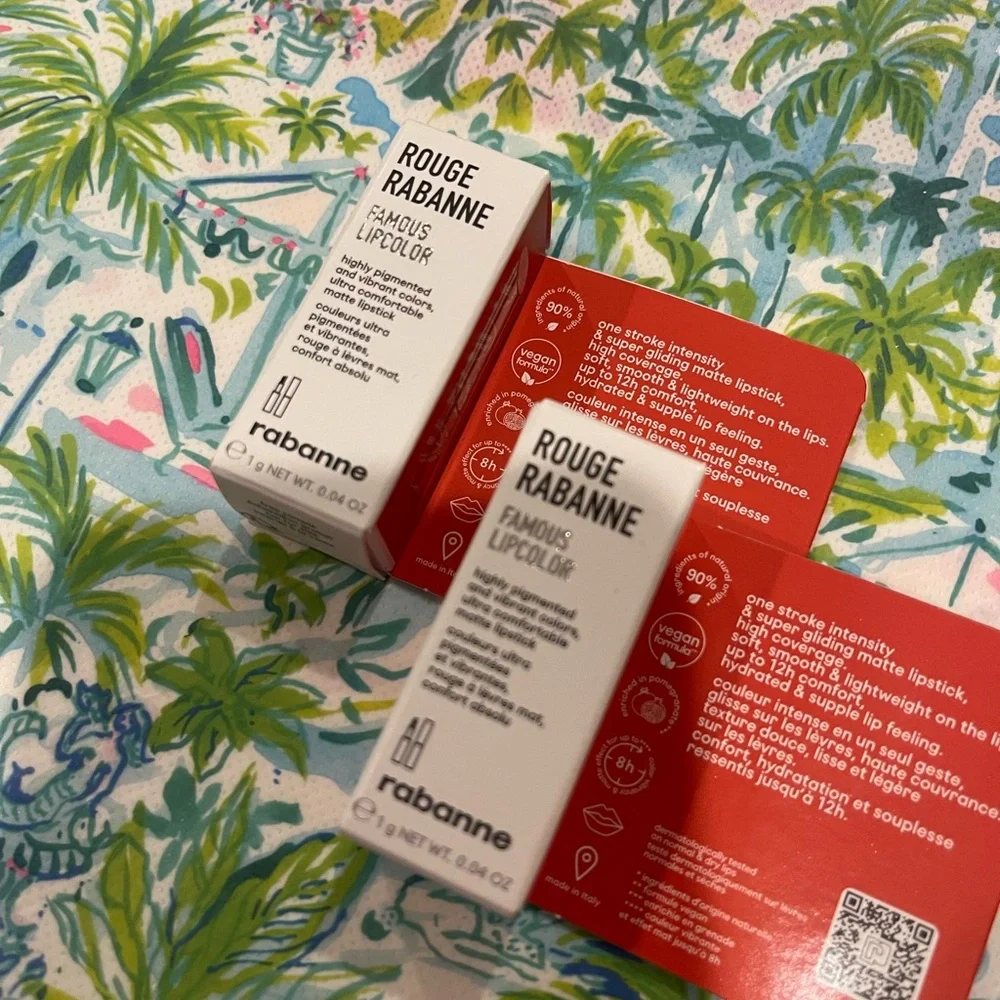 Rouge Rabanne Famous Lip Color in Red Seal Lot of 2 Bundle NEW